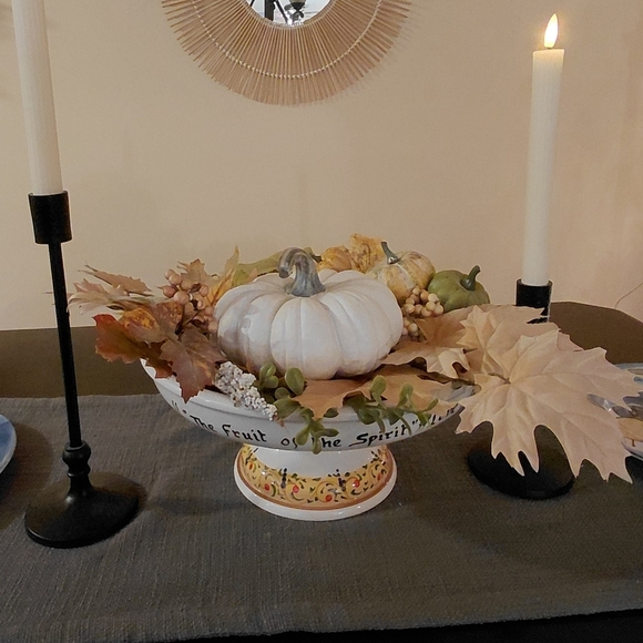 Italian Pottery Colorful Fruit and Floral Ceramic Footed Bowl Made Italy - Picture 14 of 14